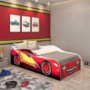 Ver imagem 1 de Cama Carro Montessoriana Infantil Segura com Laterais Altas para Quarto Criança Dormir - Vermelha