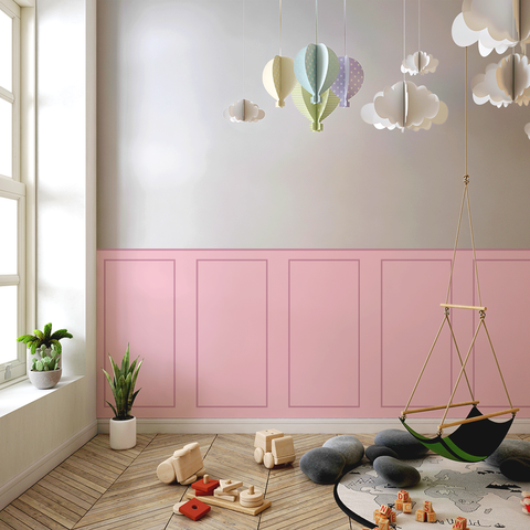 Kit 5 Adesivos Decorativos Meia Parede Lavável Efeito 3d Rosa - 110x60cm