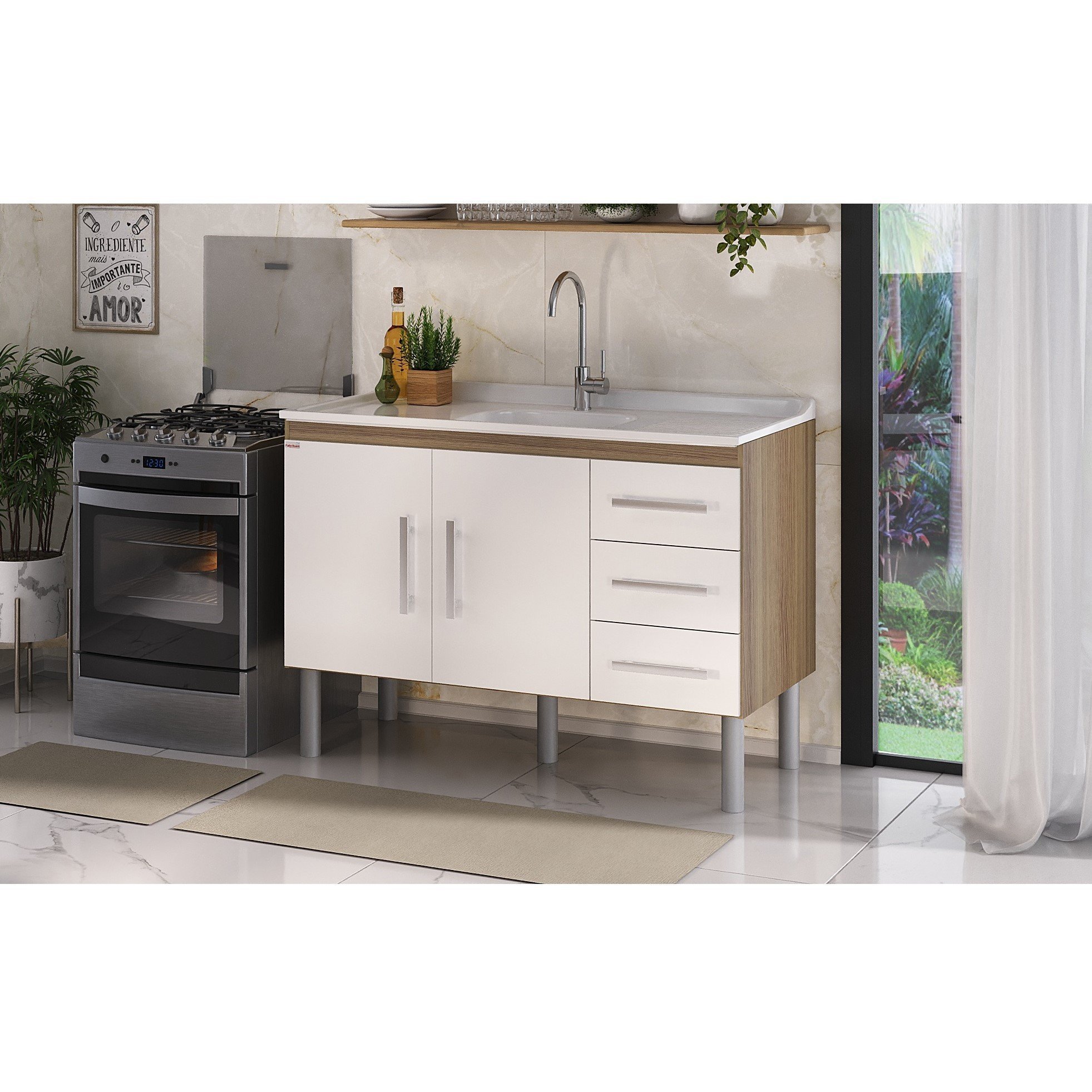 Armário para Pia de Cozinha Plena 120cm em Mdf - Fabribam | MadeiraMadeira