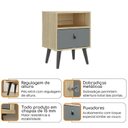 Ver imagem 4 de Conjunto Cômoda Sapateira com Mesa de Cabeceira Cinza/Amendoa/Acqua