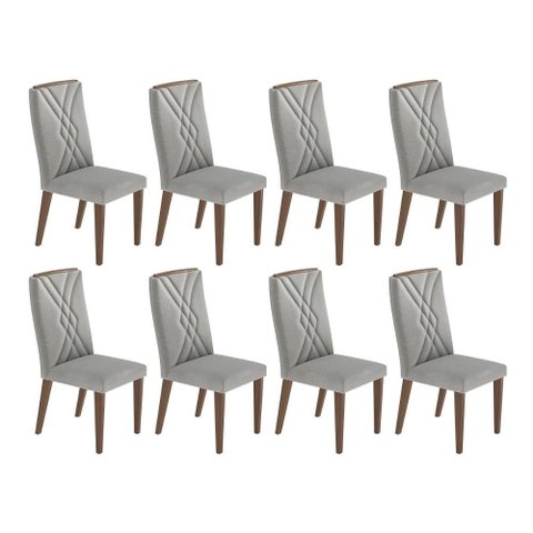 Conjunto de 8 Cadeiras de Madeira Maciça Megan - Carbono