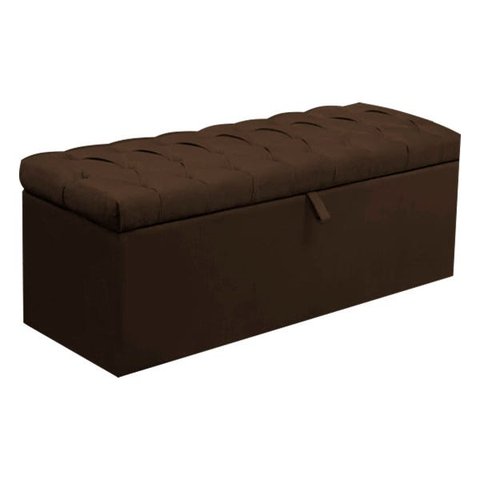 Calçadeira Baú Solteiro Paris 90cm Suede Marrom - D A Decor