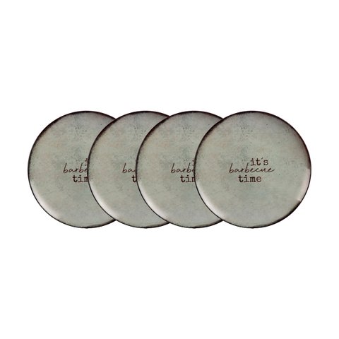 Kit Prato Raso Tramontina Churrasco Rustic em Porcelana 28 Cm 4 Peças