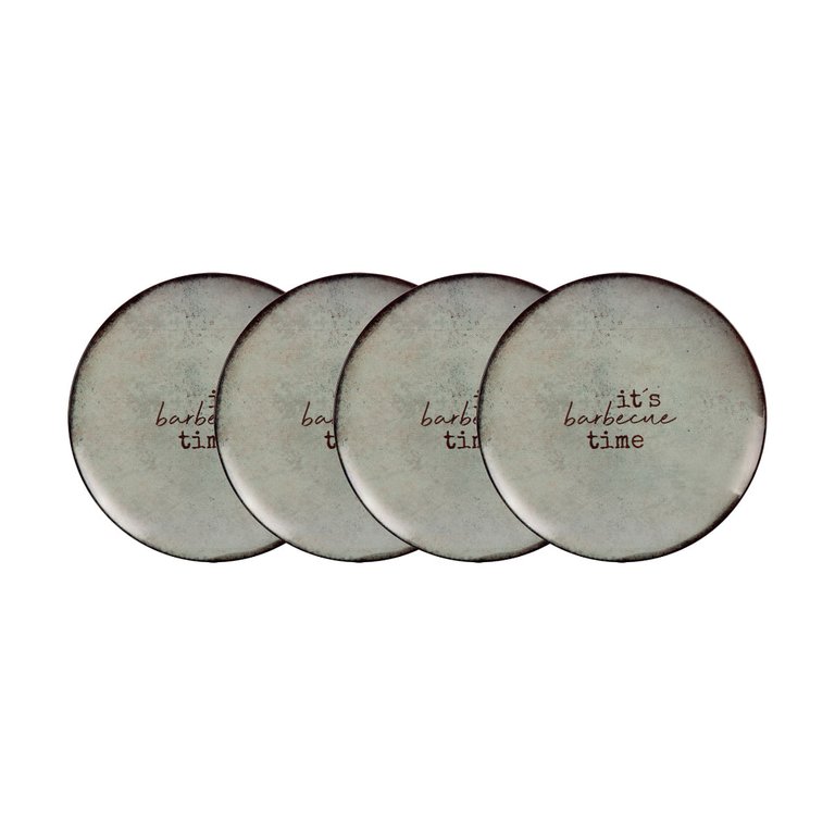 Kit Prato Raso Tramontina Churrasco Rustic em Porcelana 28 Cm 4 Peças