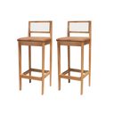 Ver imagem 1 de Kit 2 Banqueta Alta de Madeira com Assento Estofado Corino e Encosto em Palhinha Bruna: Mel e Sintet