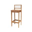 Ver imagem 2 de Kit 2 Banqueta Alta de Madeira com Assento Estofado Corino e Encosto em Palhinha Bruna: Mel e Sintet