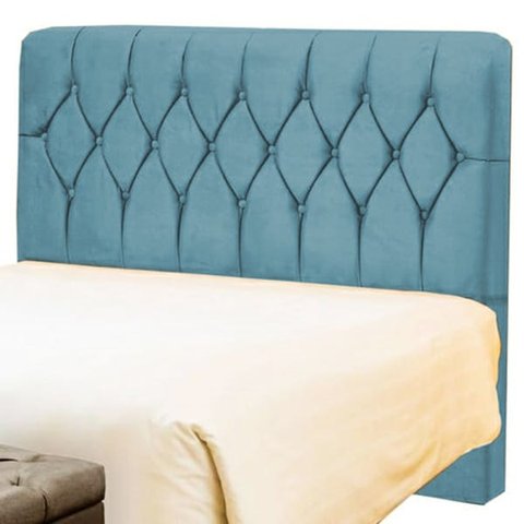 Cabeceira Queen Istambul 160 CM Suede Azul Turquesa- D A Decor