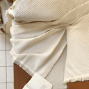 Ver imagem 3 de Manta Sofá Xale Decorativo Grande 1,50 X 2,10m Bege Cru Quadriculado Artesanal Rústico Moderno