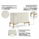 Ver imagem 2 de Cômoda com 2 Portas Mds com Pé em Madeira Maciça Aurora Off White