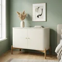 Ver imagem 1 de Cômoda com 2 Portas Mds com Pé em Madeira Maciça Aurora Off White