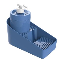Dispenser Porta Detergente com Suporte para Sabão e Esponja Azul Flat Crippa Pia Cozinha - 1