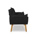 Ver imagem 4 de Poltrona Opala para Sala Clínica Salão Pés de Madeira Suede Preto