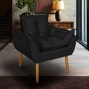 Ver imagem 1 de Poltrona Opala para Sala Clínica Salão Pés de Madeira Suede Preto