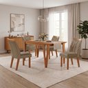 Ver imagem 1 de Conjunto Sala de Jantar Mesa Elos 1,20x0,80 Tampo Amadeirado 4 Cadeiras Veneza New Cinamomo Yescasa