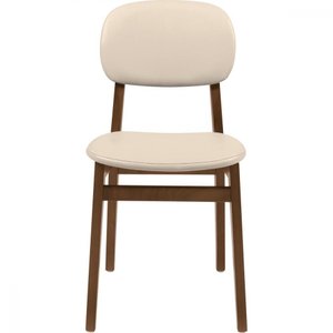 Cadeira de Madeira Tramontina London em Tauarí Amêndoa sem Braços com Estofado Bege
