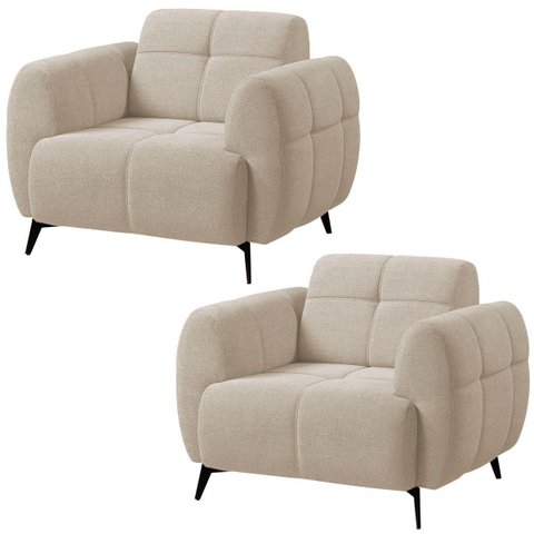 Kit 2 Poltronas para Sala e Escritório Decorativa Kania Linho Bege
