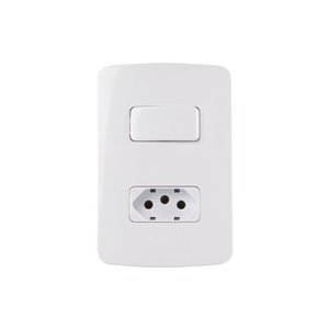 Interruptor Simples 10a e Tomada 2p+t 20a Margirius B3 com Placa 4x2 Branco