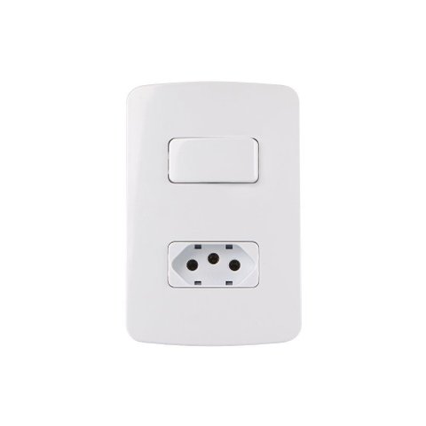 Interruptor Simples 10a e Tomada 2p+t 20a Margirius B3 com Placa 4x2 Branco