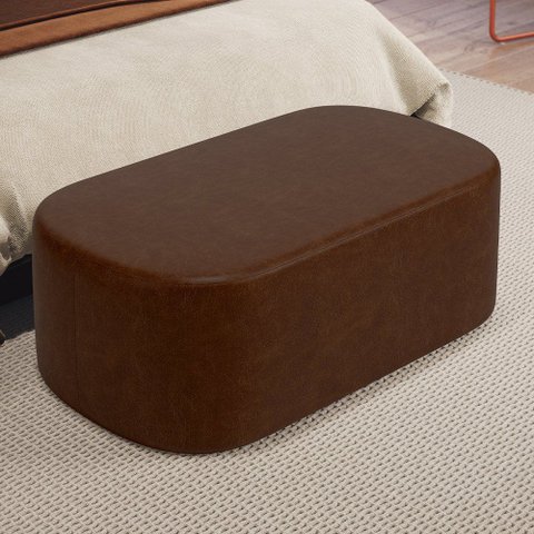 Puff Decorativo Orgânico para Living Quarto 100cm Doha W01 Couríssimo Marrom - Lyam Decor