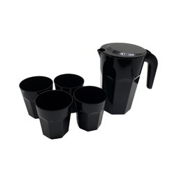 Kit Suco 1 Jarra de 1,5 litros com 4 Copos de 400 ml Cozinha Dehaus Preto Opaco Dhause - 1