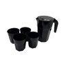 Kit Suco 1 Jarra de 1,5 litros com 4 Copos de 400 ml Cozinha Dehaus Preto Opaco Dhause - 1