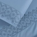 Ver imagem 2 de Jogo Cama Lençol Casa Scarpa Bouclê Casal Padrão Micro Percal 200 Fios C/ Laise Bordada 4 Peças - Az