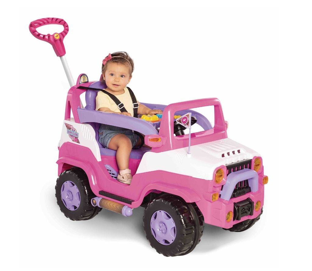 Carrinho Diipi Passeio Empurrador com Pedal Premium Criança Divertido Andador Cor Rosa - 2