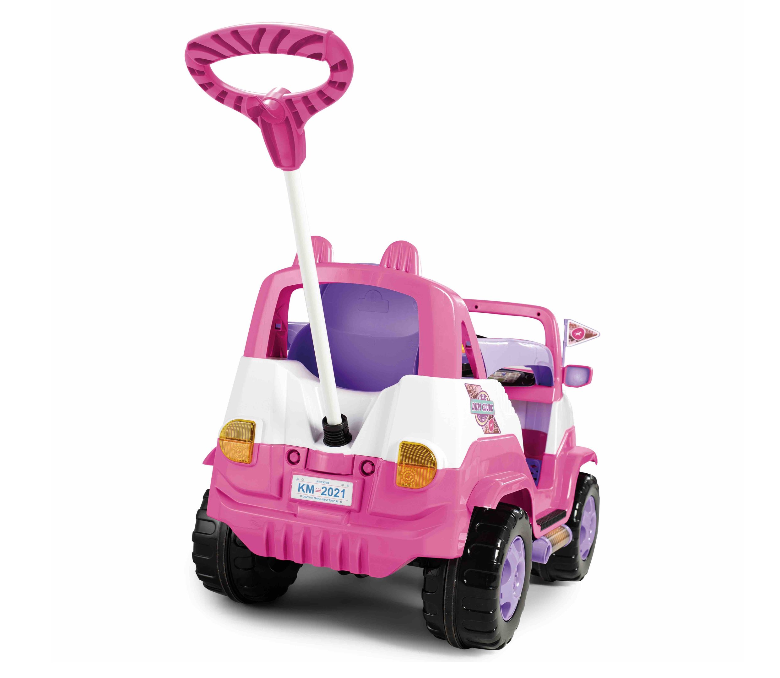 Carrinho Diipi Passeio Empurrador com Pedal Premium Criança Divertido Andador Cor Rosa - 5