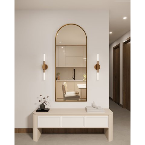 Espelho Janela E13 Moldura em Alumínio 170cm X 60cm Grande Corpo Inteiro Dourado Real