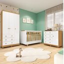 Ver imagem 1 de Quarto de Bebê com Guarda-Roupa 3 Portas Cômoda e Berço 4EM1 Minicama 100% MDF Mike Espresso Móveis