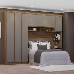 Quarto de Casal com Guarda Roupa e Mesa de Cabeceira 284cm Veneza Luciane Móveis