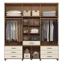 Ver imagem 4 de Guarda Roupa Casal Londres Capelinha 13.7 13 Portas 7 Gavetas Jatobá/areia com Espelho - Santos