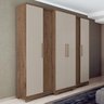 Guarda Roupa Casal Montreal 238 x 224 Cm 6 Portas 4 Gavetas MDP Mocaccino Off White - ClickLar - 1