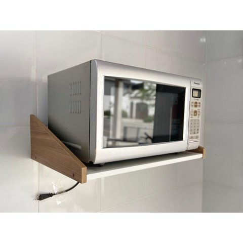 Suporte Reforçado para Microondas 35l Branco com Madeirado