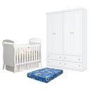 Ver imagem 1 de Berço Americano Danny Branco Acetinado Reller e Guarda Roupa Infantil 4 Portas Americano Branco Hp e