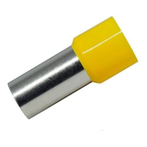 Kit 100un Terminal Tubular Ilhós 25mm Longo Amarelo E25-25