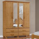 Ver imagem 1 de Guarda Roupa 4p 4g Espelho Madeira Maciça 168 Cm 2252 Freijo Milani Store