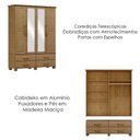 Ver imagem 4 de Guarda Roupa 4p 4g Espelho Madeira Maciça 168 Cm 2252 Freijo Milani Store