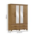 Ver imagem 3 de Guarda Roupa 4p 4g Espelho Madeira Maciça 168 Cm 2252 Freijo Milani Store