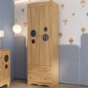 Ver imagem 1 de Guarda-roupa Infantil 62cm 2 Portas com Vidro e 2 Gavetas Sonho Multimóveis Mp4471 Madeirado