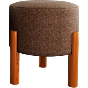 Puff Redondo Luxo Decorativo Charme - Marrom Linho