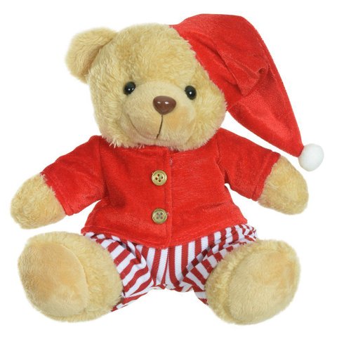 Boneco Natal Urso Macho Decorativo Vermelho Branco 20cm