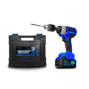 Parafusadeira Furadeira de Impacto 48v Recarregável 2 Baterias 2000mah Exbom