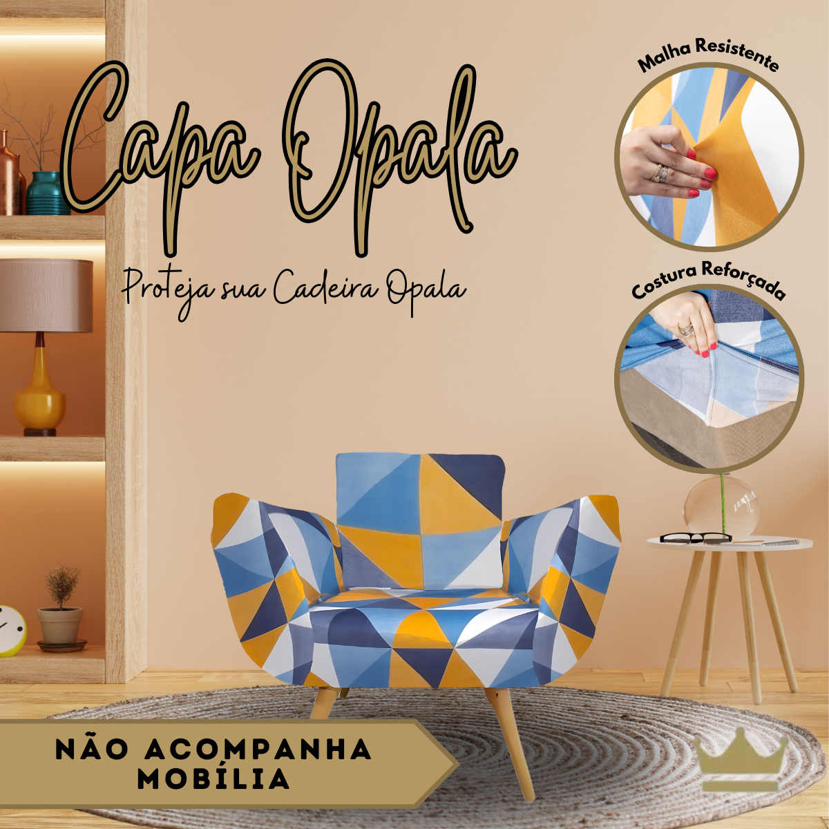 Capa de Poltrona Opala Estampada:azul Geometrico - 2