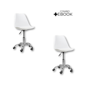 Ver imagem 1 de Kit 2 Cadeiras Office com Rodizio Giratória Saarinen - Branco + E-book