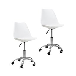 Kit 2 Cadeiras Office com Rodizio Giratória Saarinen - Branco + E-book - 2