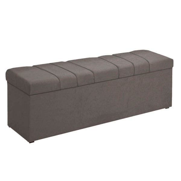 Calçadeira Baú Casal Kiara 140cm Suede Cinza - D A Decor