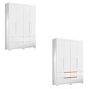 Ver imagem 5 de Guarda Roupa Doble Quarto com 4 Portas e 4 Gavetas Branco/freijo