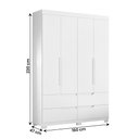 Ver imagem 4 de Guarda Roupa Doble Quarto com 4 Portas e 4 Gavetas Branco/freijo