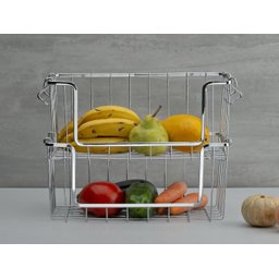 Fruteira Tipo Cesto Organizador Empilhável Aramado - Schmitt:preto Fosco - 5